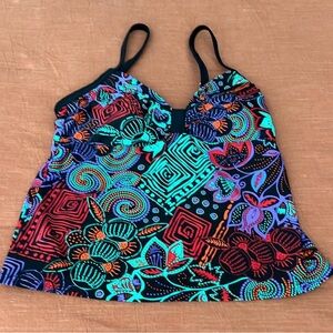 Simon Chang women’s Size 12 multicolored tankini v-neck swimsuit top